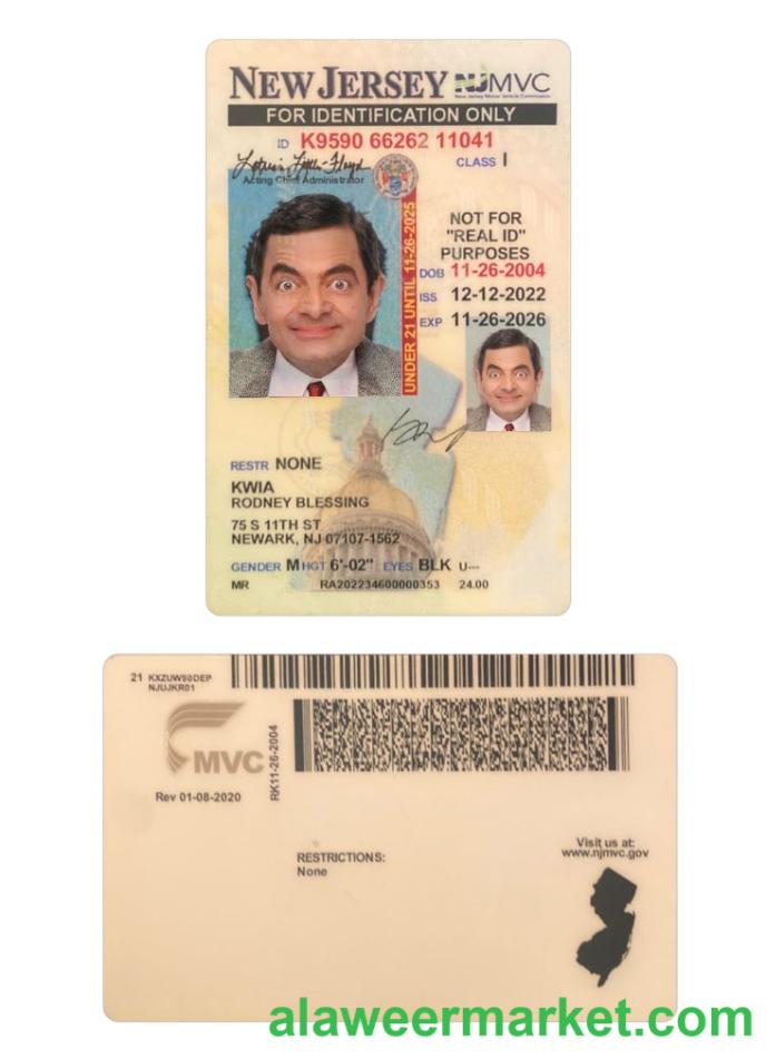 USA New Jersey under 21 ID card